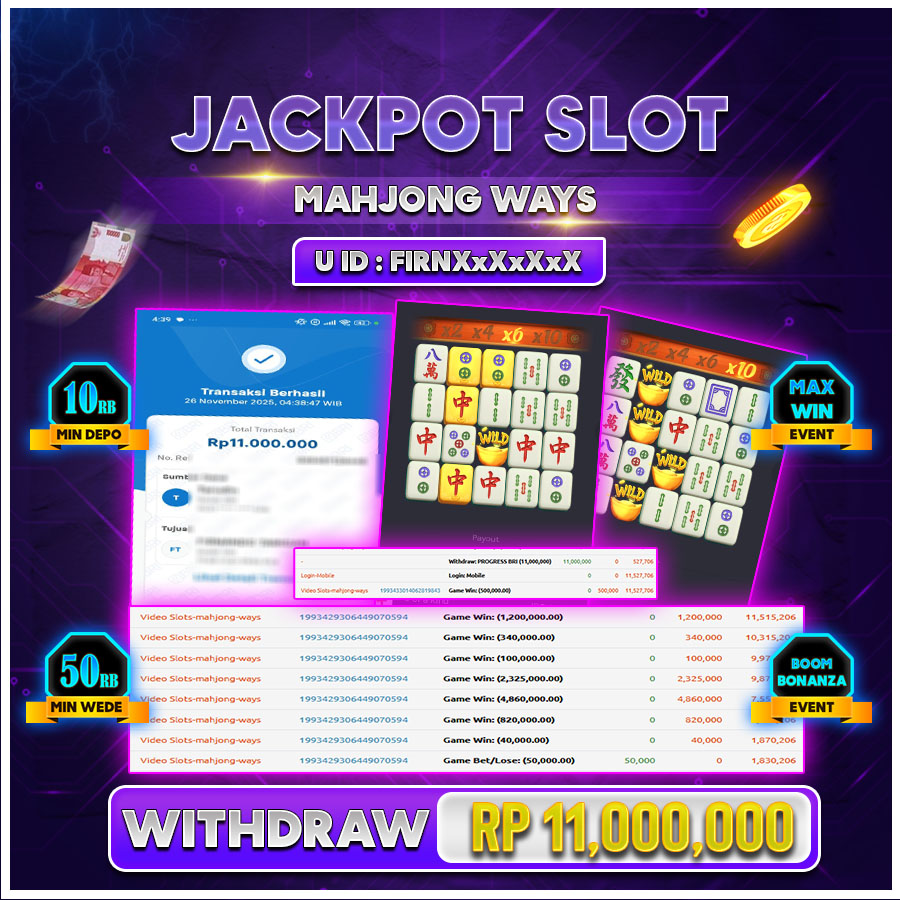SEXYTOGEL JACKPOT SLOT MAHJONG WAYS Rp.11.000.000.,-LUNAS